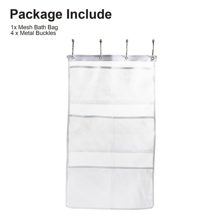 Trianu 3 Pack Hanging Mesh Shower Caddy Organizer with 6 Pockets, Shower Curtain Rod/Liner Hook Fabric Storage Bag Bathroom Door Hanger , Dorm RV Space