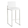 thumbnail image 2 of Fuji Contemporary High Back Barstool In Stainless Steel And White Faux Leather - Set Of 2, 2 of 7