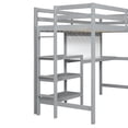 thumbnail image 6 of Twin Size Loft Bed Frame with Desk and Writing Board, Wooden Loft Bed with Shelves and Safety Guard Rails & Ladder for Bedroom, Apartment, Dorm, Space Saving, Mattress Not Included, Grey, 6 of 9