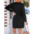 thumbnail image 2 of Cupshe Women's Black Cable Knit V-Neck Sweater Dress, Size S-XL, 2 of 6