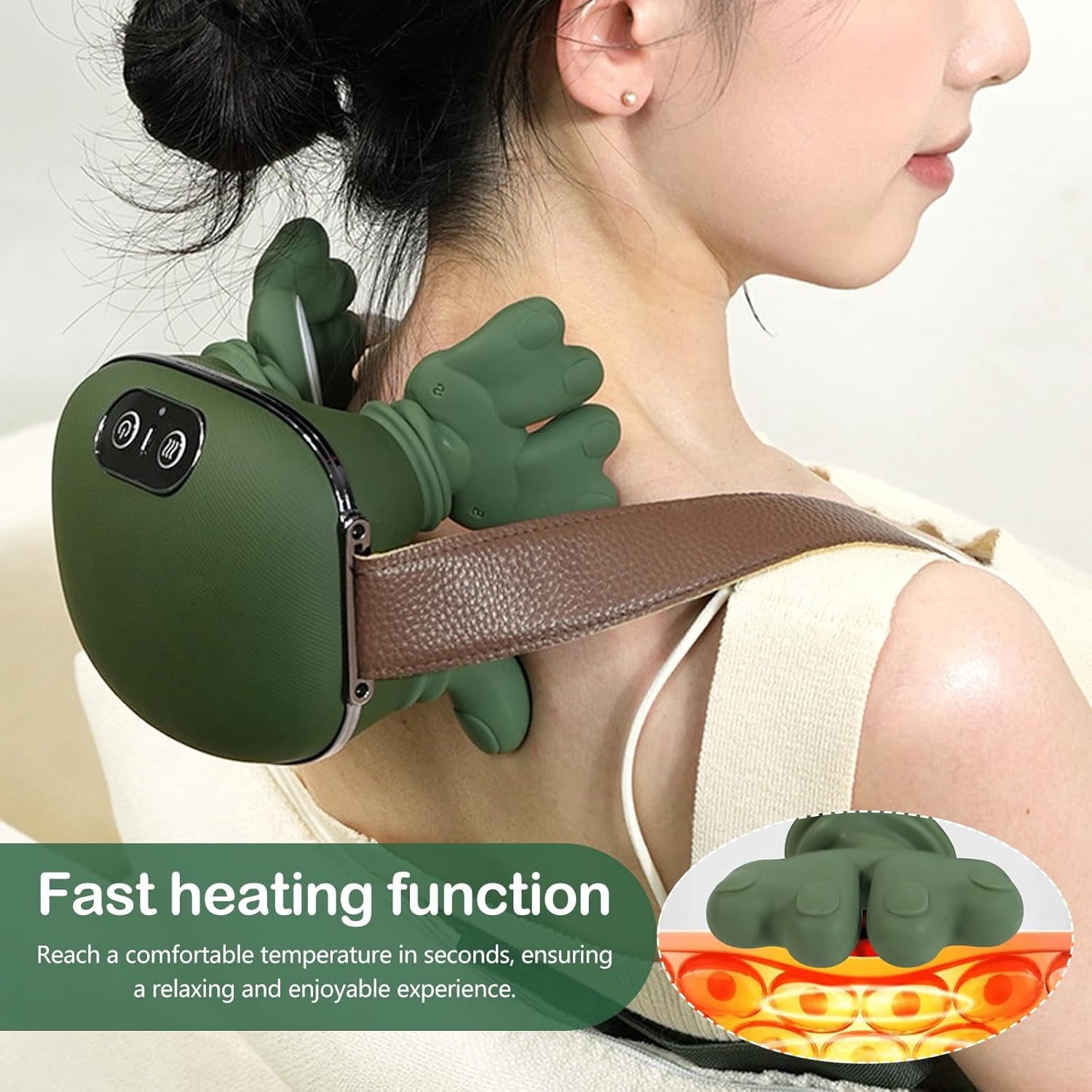Wireless Electric Neck And Back Massager With Heat, Adjustable Intensity Levels, Portable Massage Device For Men And Women Christmas Gift