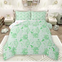 Castle Fairy Tiger Animal Full Size Comforter Sets 3-Piece for Boys Girls,Moon Stars Print Bedding Comforter Set,Abstract Jungle Wildlife Lightweight Bedding Sets,Ultra Soft Home Decor,Reversible