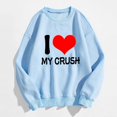thumbnail image 2 of Bmisegm Sweat à Capuche Imprimé pour Femmes Col Rond Manches Longues Pull Décontracté Bleu Ciel TG, 2 of 3