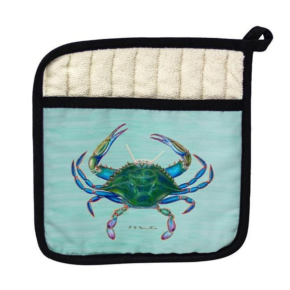 Betsy Drake PT004C Blue Crab Aqua Pot Holder