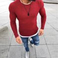 thumbnail image 4 of Koszal Mode Hommes Col Rond Manches Longues Patchwork Pull Tricoté Slim, 4 of 6