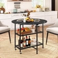 thumbnail image 7 of Demi Bonn Folding Round Dining Table,Lockable Wheels 2 Drop-Leaf Panels,2 Storage Shelves,Waterproof,Black, 7 of 7