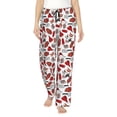 thumbnail image 2 of Picia Red Food Womens Soft Woven Cotton Elastic Waistband Sleep Pajama Pant Lounge Sleep Pant With Pockets And Drawstring-Small, 2 of 9