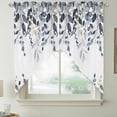thumbnail image 2 of Blue Grey Eucalyptus Swag Valances for Windows, Kitchen Curtains 36 Inch Length 2 Panels Set, Watercolor Spring Weeping Botanical Short Curtains for Small Windows Rod Pocket Cafe Curtains 28"x36", 2 of 8