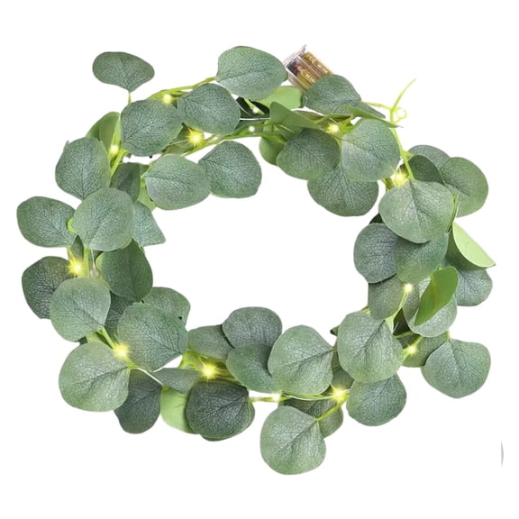 Artificial Eucalyptus Leaves Foliage String Lights 78.74in LED Fairy Leaf Lights Warm White Greenery Vines Garland , Battery Operated Wedding Backdrop Wall Decor