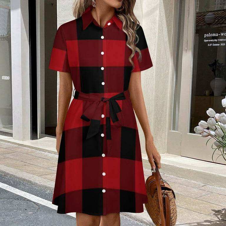 Ugliest Country Christmas Cottage Primitive Lumberjack Buffalo Plaid Womens  Shirt Dresses Women'S Short Sleeve Dress Turn-Down Collar Dress A Line  Casuall Dress Oversize(XS-6XL) - Walmart.com