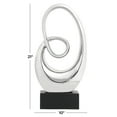 thumbnail image 4 of 10" x 21" Silver Ceramic Swirl Abstract Sculpture with Black Wooden Base, by DecMode, 4 of 15