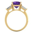 thumbnail image 4 of 3 ct Cushion Cut Natural Amethyst Three-Stone Engagement Ring for Women in 18K Yellow Gold, 4 of 5