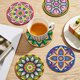 thumbnail image 2 of Atopoler 6 piezas Posavasos de pintura de diamantes con soporte Posavasos de taza de mandala de bricolaje Base de corcho Alfombrilla antideslizante para bebidas para cocina Suminis, 2 of 5