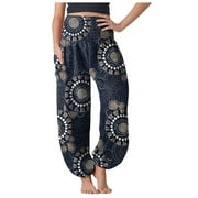 Rovga Workout Bottoms Leggings Women Comfy Boho Pants Loose Yoga Pants Hippie Pajama Lounge Boho Pajama Pants