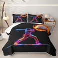 thumbnail image 2 of Feelyou Neon Baseball Player Quilt King for Boys, Fire Ball Sport King Coverlet Set, 3 Pieces, 2 of 7