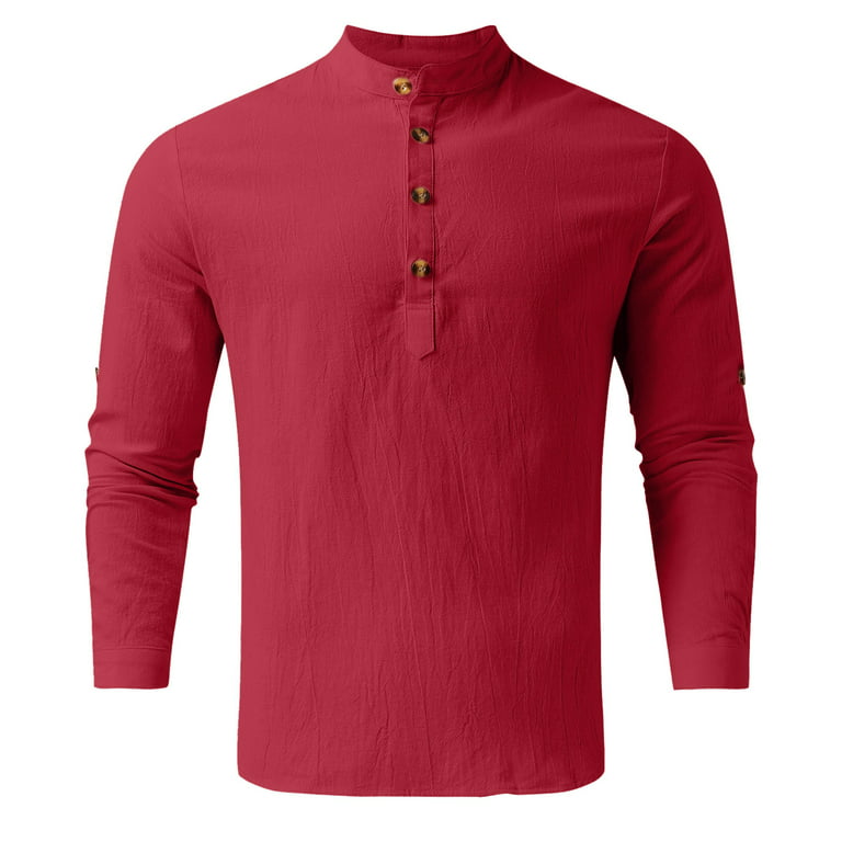 Men Daily Cotton Linen Shirt Long Sleeve Hippie Casual Beach T Shirts With  Button Blouse Mens Long Sleeve T Shirt Tops 