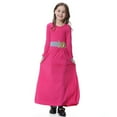 thumbnail image 5 of REDARER Girls Abaya Dress with Contrast Trim & Embellished Belt Black Long Robe Arabic Style Casual Dress for Kids,13-15 Years, 5 of 9
