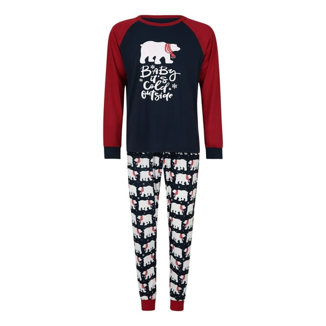 FOCUSNORM Pyjamas Assortis Parent-Enfant, Hauts Cartoon Bear avec Pantalon/combinaison