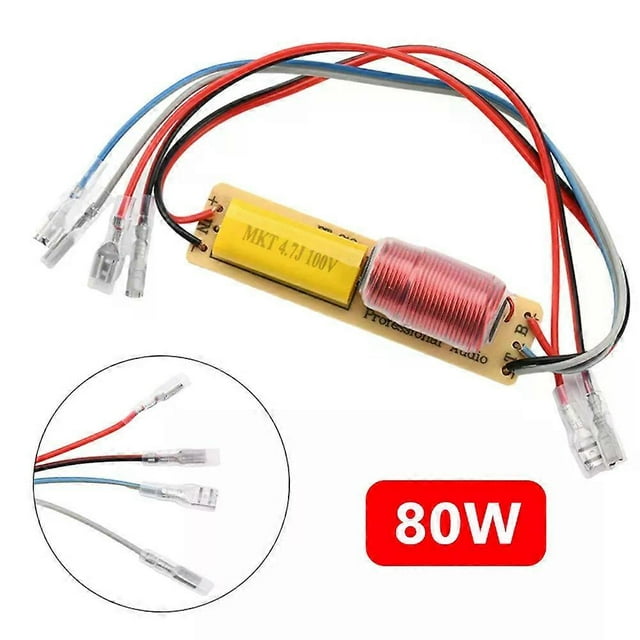 HiFi 80W 2-Way Crossover with Cable High Low Two-Way Frequency Division for Car Audio System Modification Support 4-8 Impedance