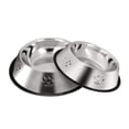 thumbnail image 1 of 2 comederos para perros de acero inoxidable con base de goma antideslizante, cuenco para comida para mascotas y cuenco para agua (parte inferior: 15 cm, boca del cuenco: 11cm), 1 of 5
