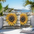 thumbnail image 5 of Waterproof Throw Pillow Covers Set of 2, 26x26 Inch Sunflowers Decorative Pillowcases Outdoor Pillow Slip Cushion Covers Set for Couch Tent Retro Farmhouse Floral Leaves Wooden Grain, 5 of 7