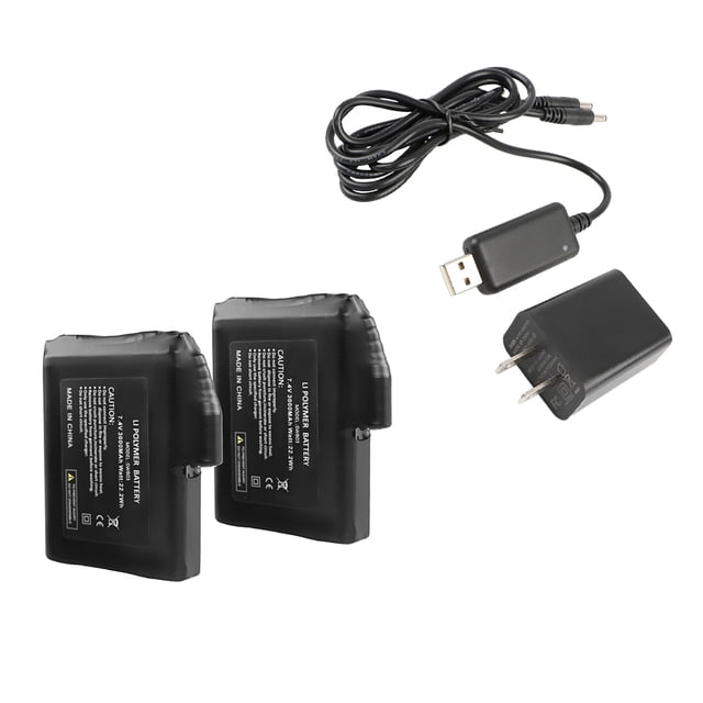 Snow Deer Heated lithium Battery 7.4V 3000mAh Li-Polymer Rechargeable Batteries Pack of 2 with USB Charger for Heated Gloves Mittens Liners Heated Socks
