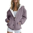 thumbnail image 4 of Dyfzdhu Hoodies Long Sleeved Loose Casual Button Pocket Cardigan Hoodie Hoodies For Women, 4 of 7