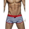 thumbnail image 3 of Men's Sporty Swim Trunks, Quick Dry Striped Design Comfortable Beachwear, Hot Spring Swimwear, 3 of 5