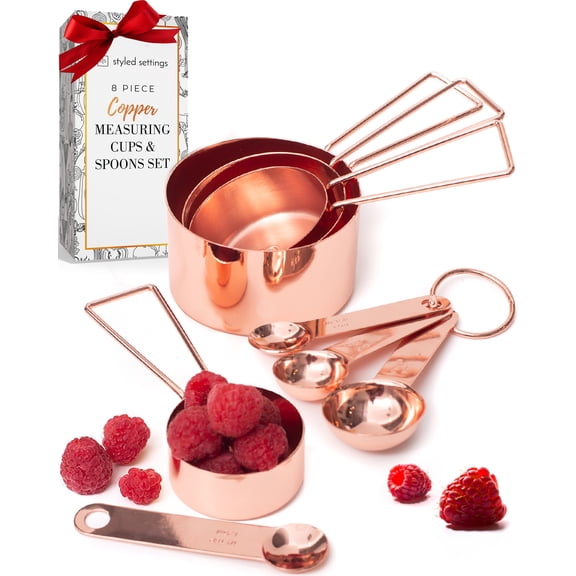 Styled Settings Copper Stainless Steel Measuring Cups and Spoons Set