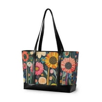 FORMRS Laptop Tote Bag for Women with 15.6" Computer Compartments Handbag, Large Colorful Flowers