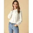 thumbnail image 3 of Camisa Casual con Botones Manga Larga Allegra K Corbata de Lazo Para Mujer Blanco L, 3 of 6