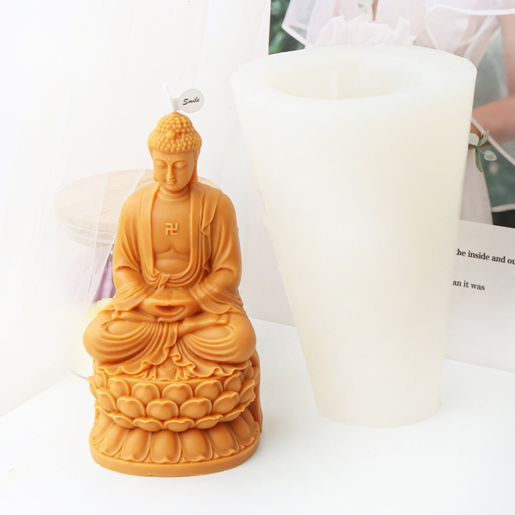 Geemin 3D Meditation Silicone Mold Bodhisattva Statue Scented Candle Making Plaster Mould Concrete Casting Molds Decoration