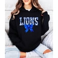 thumbnail image 4 of Lions Blue Floral Coquette Bow Hoodie for Women & Teens Trendy School Spirit Game Day Sweatshirt Black Hoodie Medium, 4 of 8