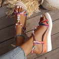 thumbnail image 3 of Rokment Boho Platform Wedge Dress Sandals for Women 2026 Beach Summer Ethnic Colorful Linen Sole Memory Foam Espadrilles High Heels Slingback Sandals E Size 10, 3 of 7
