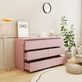 thumbnail image 2 of Resenkos Modern Mid Century 6 Drawer Wide Dressers Chests for Bedroom, Chest of Drawer Organizer Pink, 2 of 13