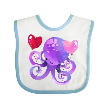 

Inktastic Valentine’s Day Cute Purple Octopus with Heart Balloons Gift Baby Boy or Baby Girl Bib