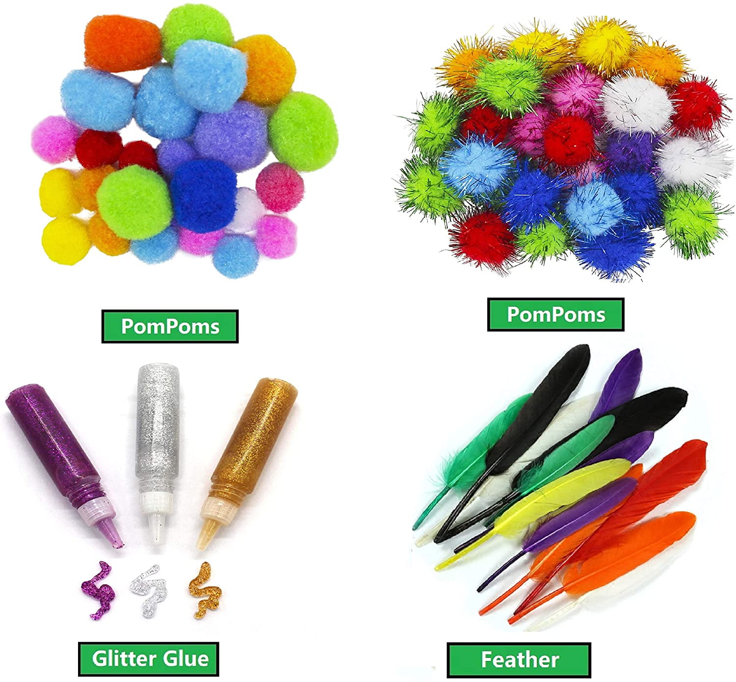 Assorted Arts and Crafts Supplies for Kids Girls Ages 6 7 8 9 10 Letter Beads Pipe Cleaners Pom Poms,Glue,Sticks,Wiggle Googly Eyes,All in One Toddler Crafts Set for School Projects DIY Activities