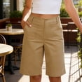 thumbnail image 3 of Women Bermuda Long Shorts 14" High Waisted Knee Length Capri Shorts with Pockets Summer Hiking Stretch Loose Capri Pants with Front Pockets, 3 of 9