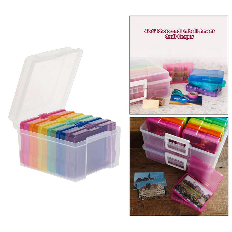 5X7 Transparent Storage Box Photo & Crafts Organiser Including 6 Cases & L