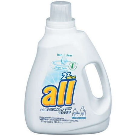 all 2X Ultra Free Clear Allergen Fighter 64 Loads Liquid Laundry Detergent, 100 Fl. Oz.