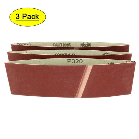 

3-Inch x 18-Inch 320 Grit Lapped Butt Joint Aluminum Oxide Sanding Belt 3pcs