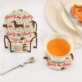 thumbnail image 5 of Haosy Set of 6 Drink Woven Coaster with Holder Heat Resistant Non-Slip Bar Coasters 4 Inches Dachshund and Cherry, 5 of 7