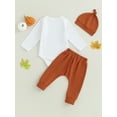 thumbnail image 3 of My First Halloween Baby Boy Girl Outfits Long Sleeve Pumpkin Letter Print Romper + Pants + Hat Set Infant Clothes, 3 of 8