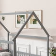 thumbnail image 4 of Jopath Full Size House Floor Wooden Bed with Roof Frame, Safety Guardrails for Boys Girls Grey, 4 of 9