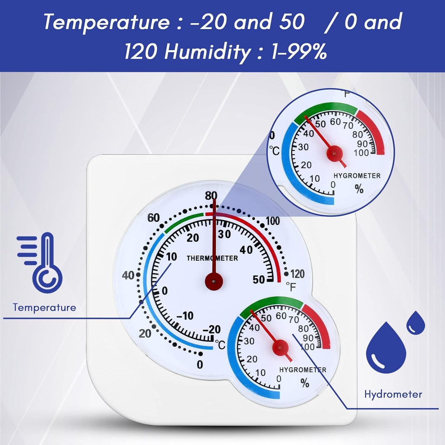 6 Pcs Indoor Thermometer and Humidity Gauge Indoor Mini Thermometer Hygrometer Temperature Humidity Meter Temperature and Monitor with Pointers for Home, Kitchen, Planting Room