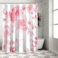 thumbnail image 3 of Shower Curtain Pink Watercolor Shower Curtains for Bathroom Decor Flower Floral Leaves Shower Curtain Sets with Hooks Waterproof Fabric Bath Curtain Extra Long 72" X 84", 3 of 4