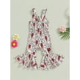 thumbnail image 4 of Bagilaanoe Toddler Baby Girl Jumpsuit Sleeveless Flower Print Romper Overalls 6M 9M 12M 18M 24M 3T 4T Kids Long Flare Pants Summer Outfits, 4 of 8