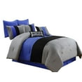 thumbnail image 4 of Chezmoi Collection 8 Pieces Luxury Striped Comforter Set (Queen, Gray/Black/Blue), 4 of 4