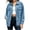 Blue, variant on Oversized Denim Jackets for Women Drop Shoulder Jean Jacket Plus Size Casual Button Down Boyfriend Denim Jean Jackets with Pockets