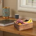 thumbnail image 2 of Handmade Rectangle Rattan Basket, 13.8 x 7.5 x 3.5 in / 35 x 19 x 9 cm, Vietnam Woven Storage Basket with Open Design, Space-Saving Small Objects Container for Bathroom, Kitchen, Bedroom, 2 of 5